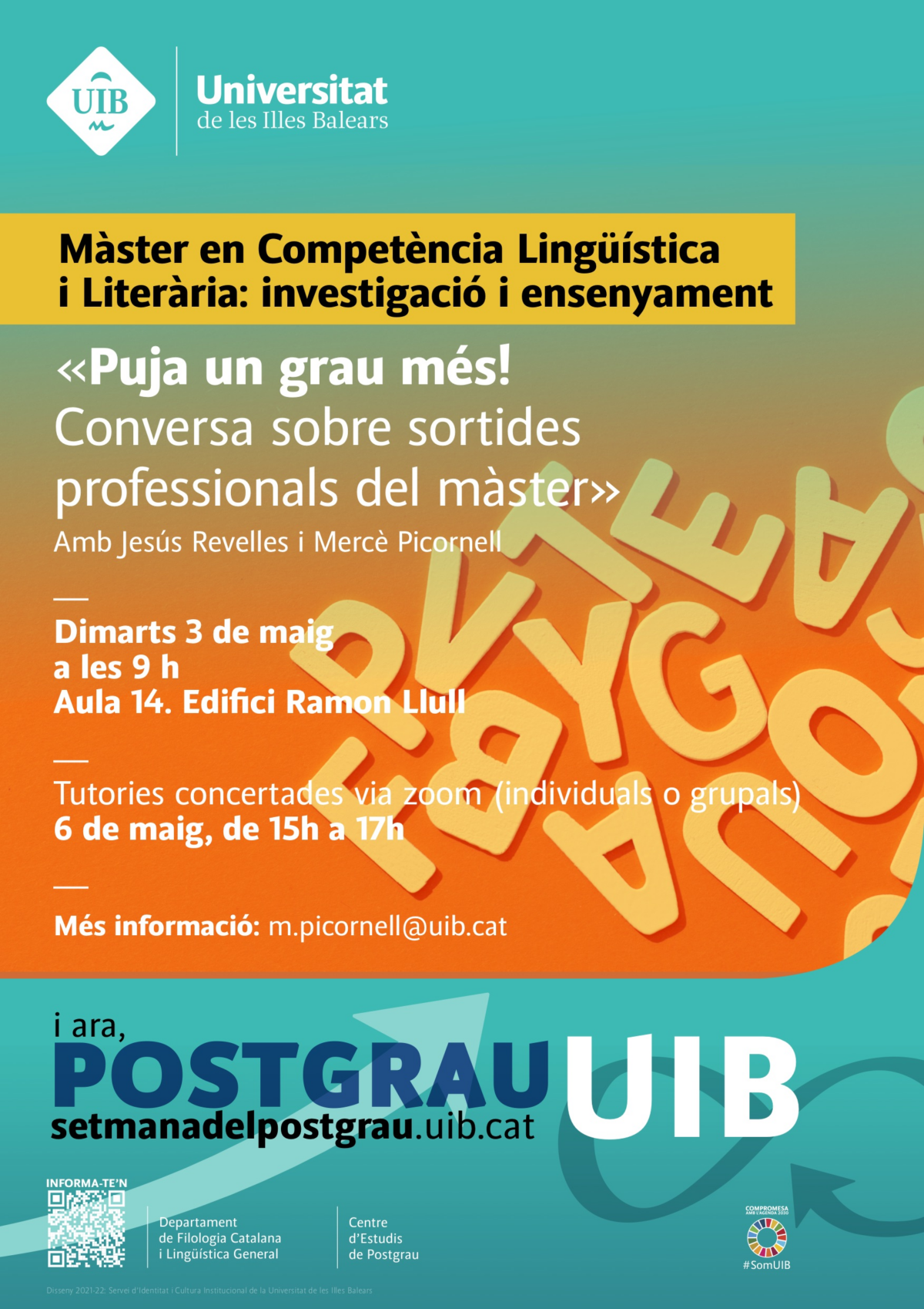 “Puja un grau més!” Converses sobre sortides professionals del màster