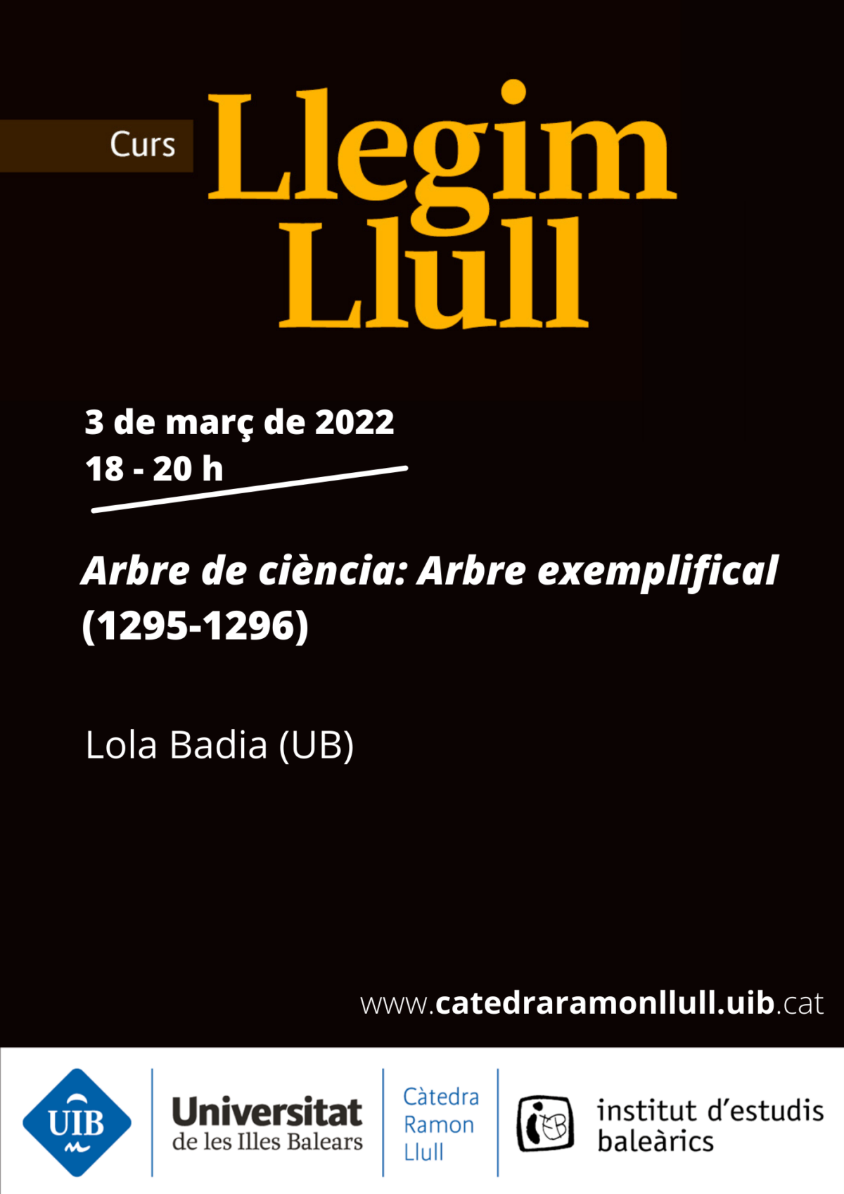 Setena sessió del curs Llegim Llull “Arbre de ciència: Arbre exemplifical (1295-1296)”